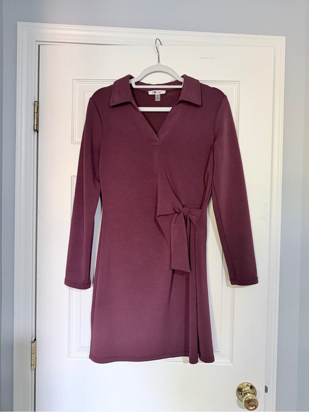 Cable & Gauge Mauve Wrap Collared Long Sleeve Dress